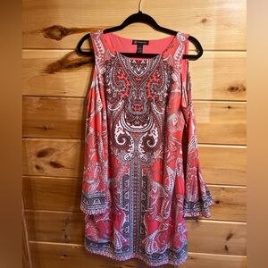 INC Bell sleeve cold shoulder dress